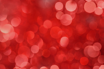 Abstract red color bokeh. Christmas background