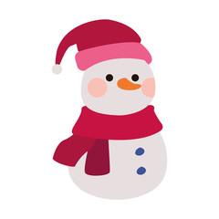 cartoon snowman with christmas hat icon