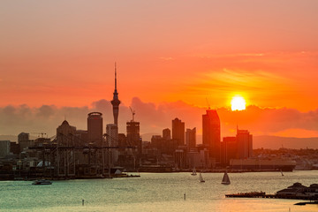 Fototapeta na wymiar Auckland Cityscape Sunset
