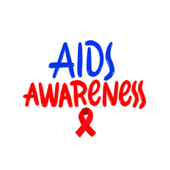 AIDS Awareness - Vector Banner with Red Ribbon - AIDS and HIV Symbol