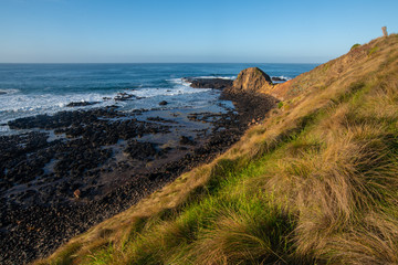 Landscape of Kitty Miller Bay at sunrise. This circular bay situated on the ocean side of Phillip...