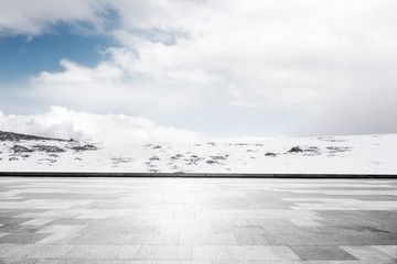 Plateau snow mountain road platform