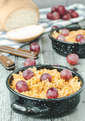 Crumbs. Typical spanish food with grapes