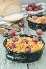 Crumbs. Typical spanish food with grapes