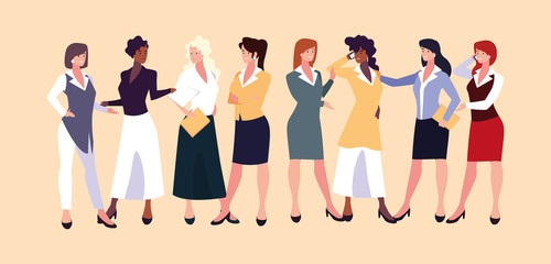 set of businesswomen with various views, poses and gestures