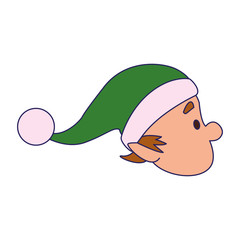 chirstmas elf head icon, flat design