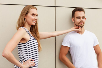 Girl touching tender her boyfriend