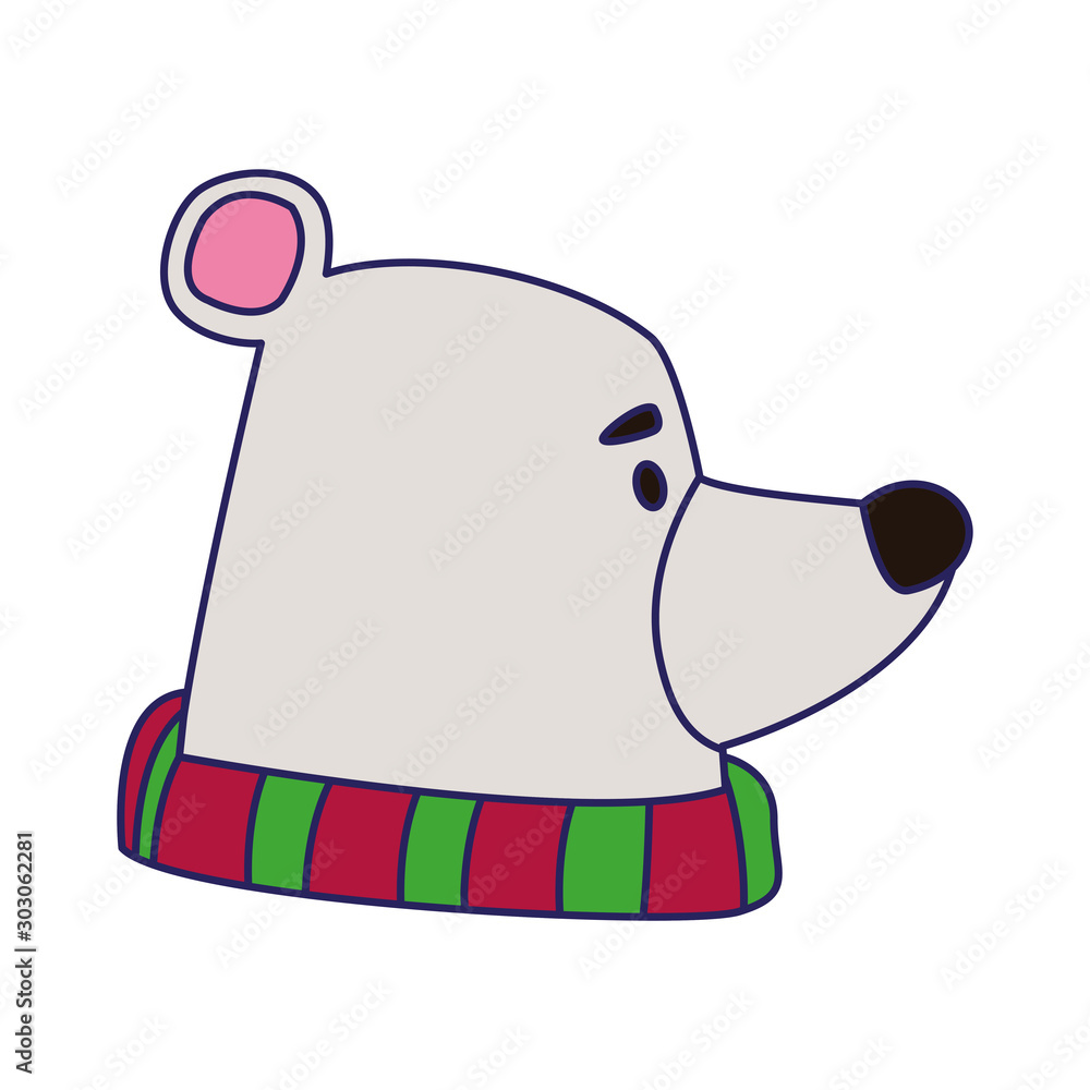 Canvas Prints polar bear with scarf, flat design