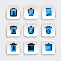 Set of trash icon. symbol of remove, delete with filled line style icon for web site design, logo, app, UI isolated on white background. vector illustration