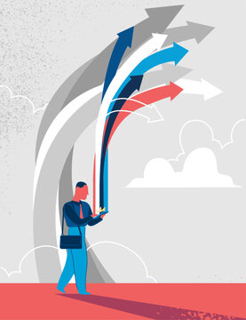 Man surfing internet for opportunities. Vector illustration