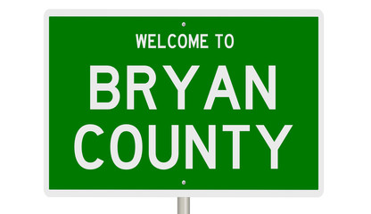 Rendering of a green 3d highway sign for Bryan County