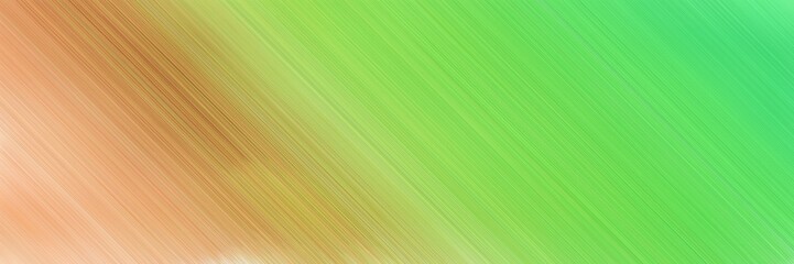 abstract colorful horizontal presentation banner background texture with diagonal lines and yellow green, pastel green and burly wood colors and space for text and image