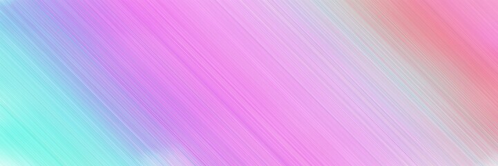 abstract colorful horizontal advertising banner background with diagonal lines and plum, sky blue and powder blue colors and space for text and image