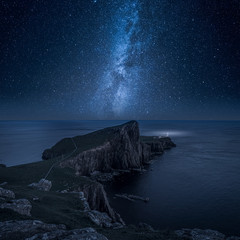Neist point lighthouse at night, Isle of Skye, Scotland