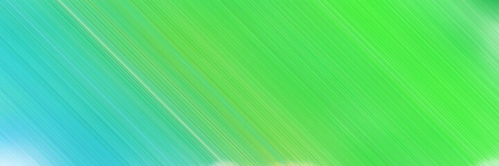 Obraz premium abstract colorful horizontal advertising banner design with diagonal lines and pastel green, medium turquoise and moderate green colors and space for text and image