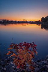 Dawn at the bridge of elbe river
