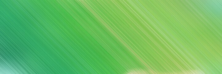 abstract colorful horizontal advertising banner background texture with diagonal lines and moderate green, sea green and tan colors and space for text and image