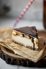 Vegan milk free and sugar free raw Caramel, Butter Toffee Crunch Chocolate Cake