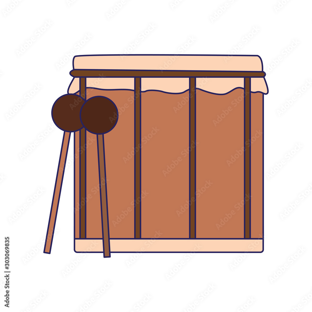 Wall mural drum and sticks icon, flat design