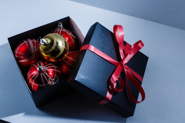 open black red gift box for Christmas and New Year's Day