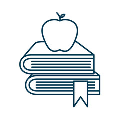 education pile text books with apple