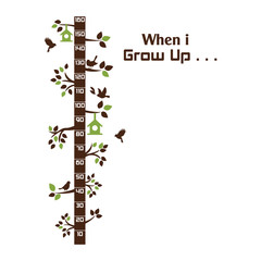Kids height ruler with a tree for wall decals, wall stickers - Vector
