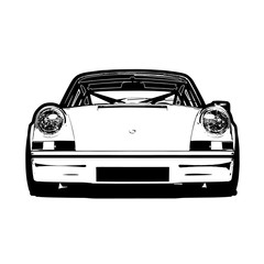Classic Custom Sports Car. Simple Line Vector Graphics Isolated on White Background.
