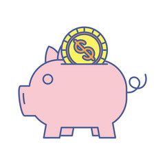 piggy savings with coin money dollar