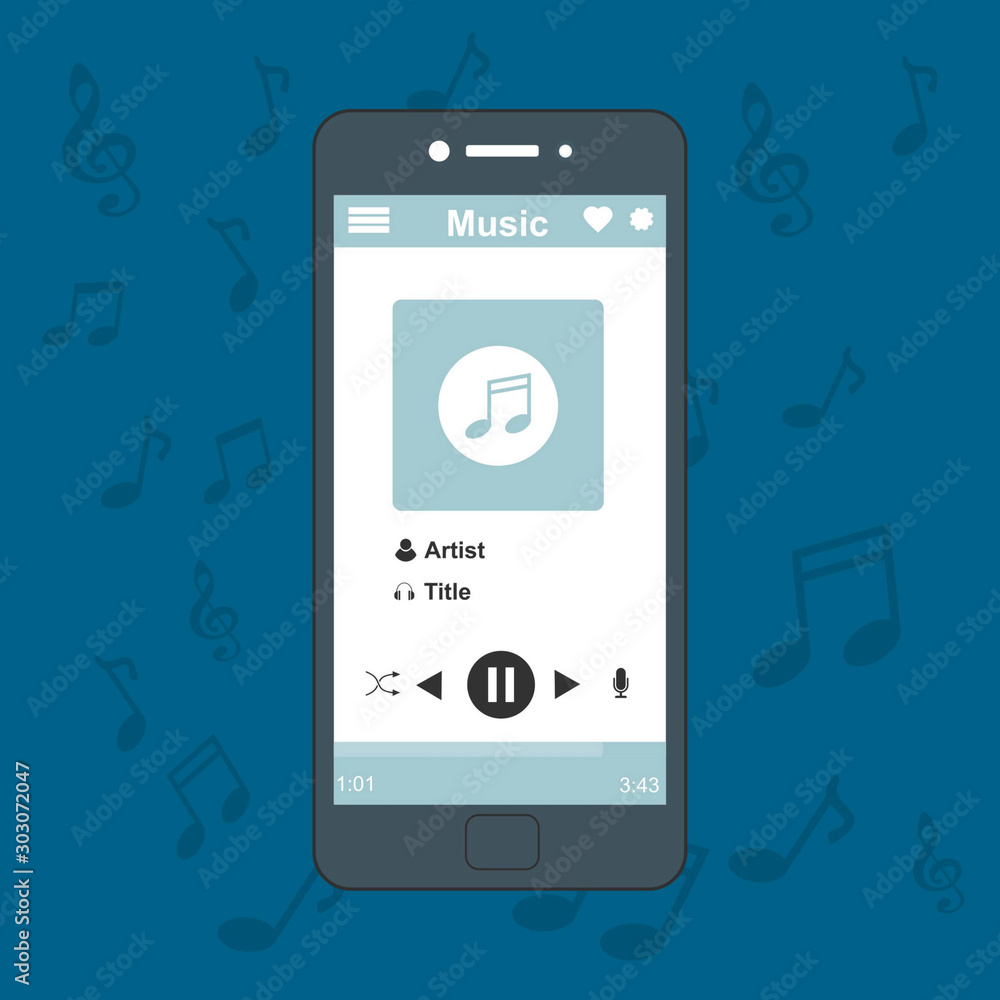 Poster online music player mobile application design template. can be used for workflow layout template, ba