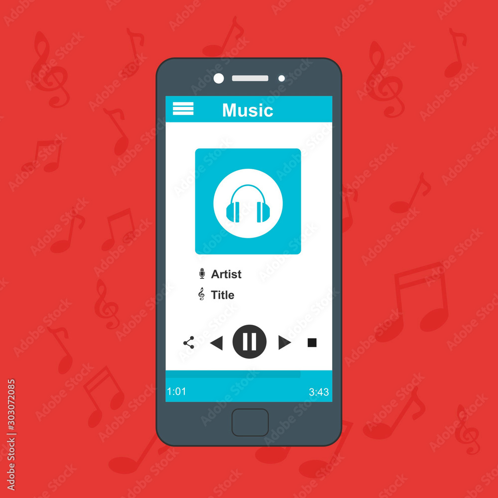 Poster online music player mobile application design template. can be used for workflow layout template, ba