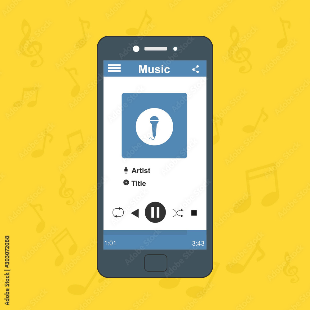 Poster online music player mobile application design template. can be used for workflow layout template, ba