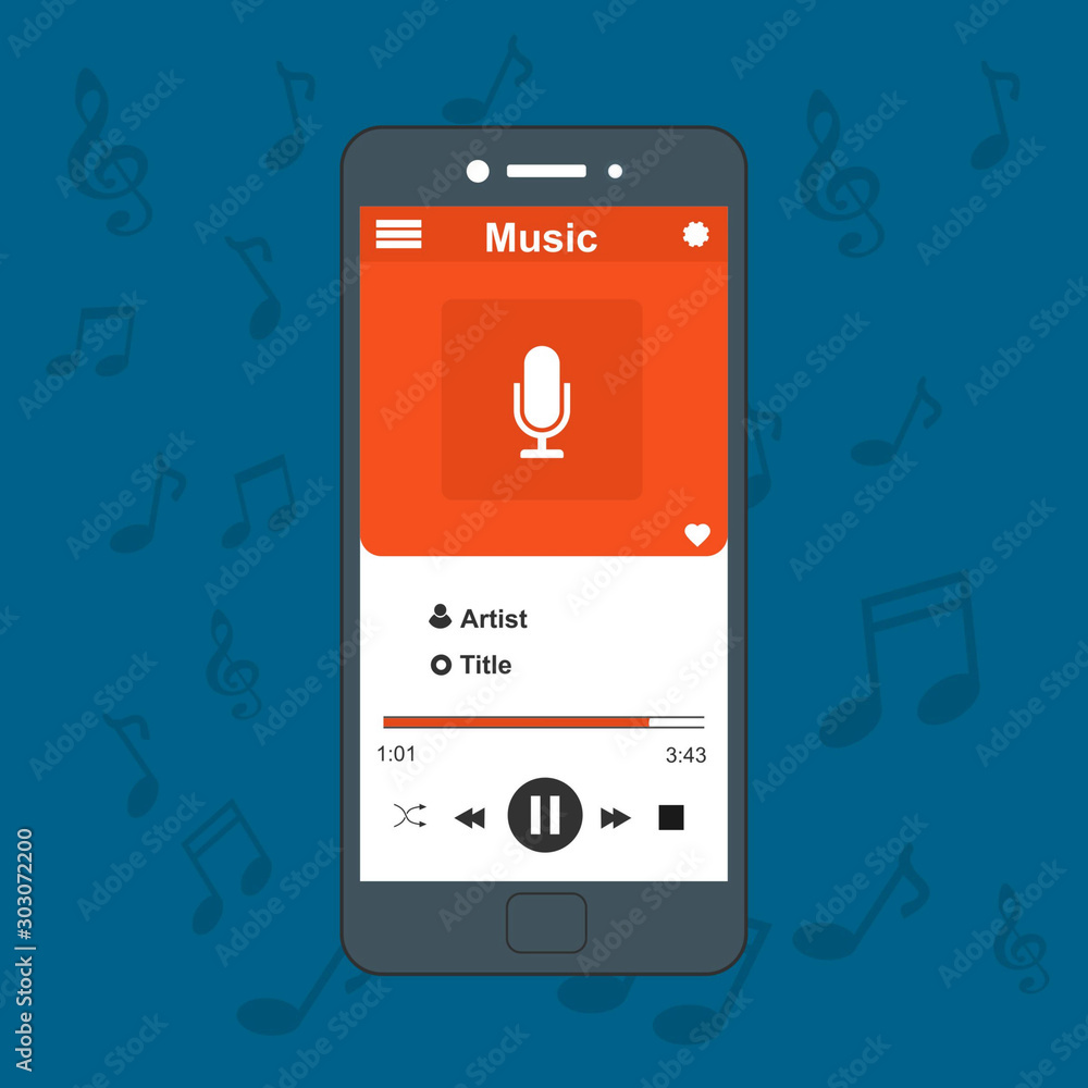 Poster online music player mobile application design template. can be used for workflow layout template, ba