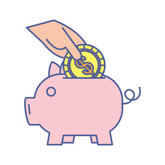 piggy savings with coin money dollar