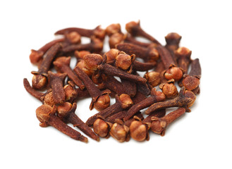 dry cloves on white background