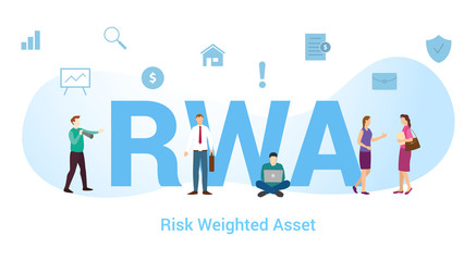 rwa risk weighted asset concept with big word or text and team people with modern flat style - vector