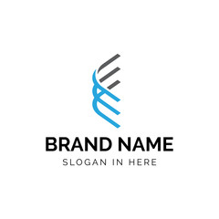 initial E letters with line art style vector logo design