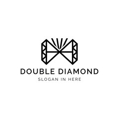 Fototapeta premium Double diamond with bright shine vector logo design