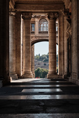 Rome, Italy, under the arches of the gallery of the Capitoline Museum