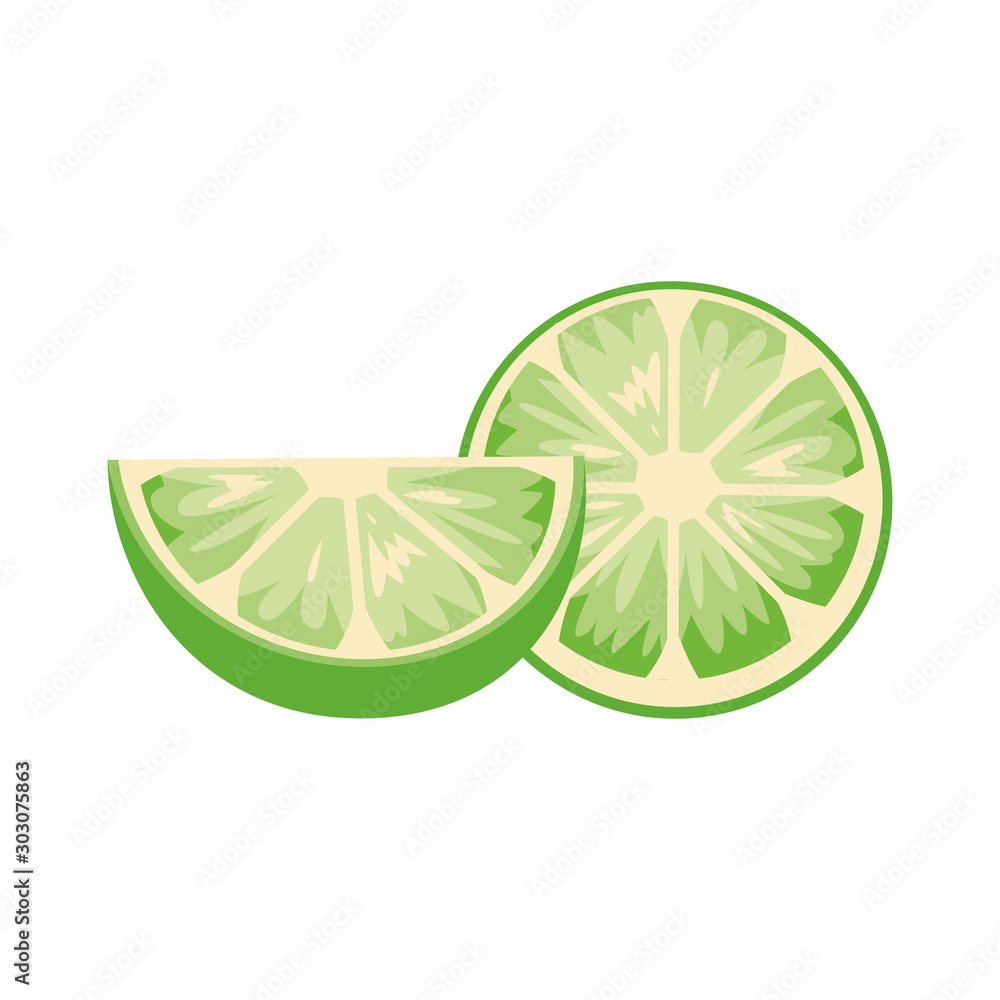 Poster halved lemon icon, flat design