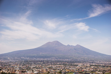 beautiful panoramic view of vesuvius volcano
