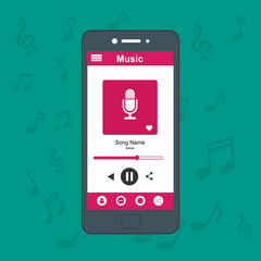 Online Music app for landing page, ui, web, App intro card, editorial, flyer,and banner, entertainment Vector Illustration Concept