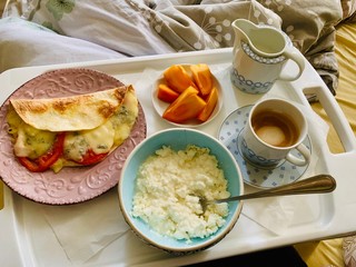 homemade breakfast in bed