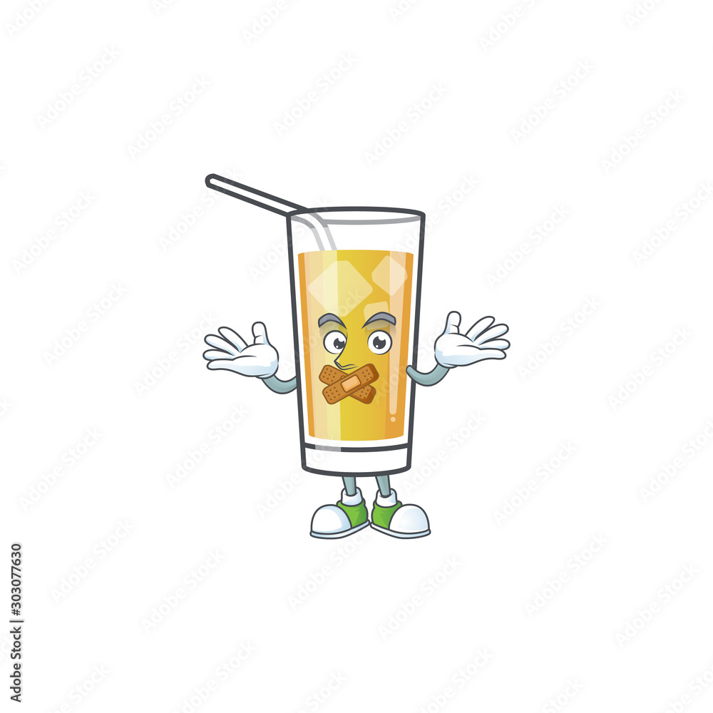 Poster apple cider cartoon with mascot character silent