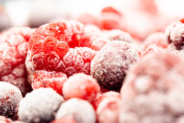 Close up of frozen fresh organic mix berries