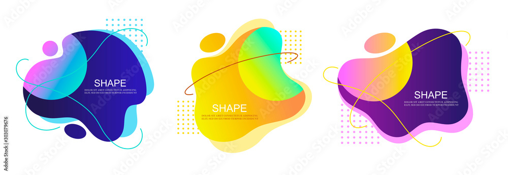 Wall mural set of abstract liquid space shapes. template background. vector design.