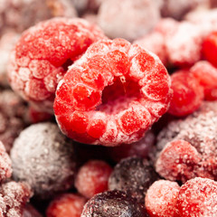 Close up of frozen fresh organic mix berries