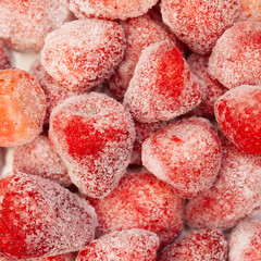 Close up of frozen fresh organic strawberry