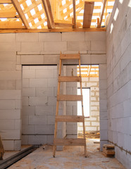 Wooden staircase at a home construction site