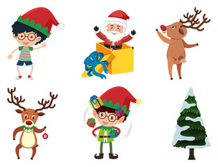 Fototapeta premium Set of isolated people on christmas day