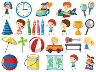 Set of isolated objects theme school